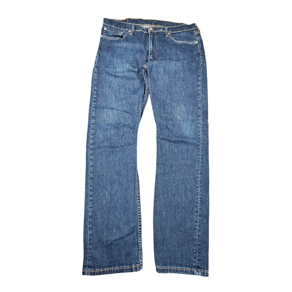 Levi's 513 Slim Straight Jeans Men 36x32 Dark Wash Blue Stretch Denim 085130183 - Picture 2 of 11
